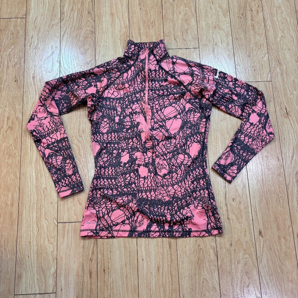 Nike Pro HyperWarm Dri Fit Training 1/2 Zip Pullover Coral Women’s Size M 485693
